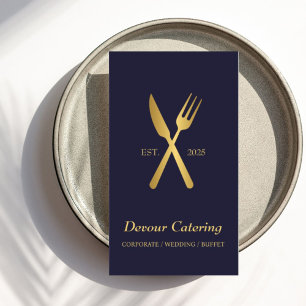Carte De Visite QR Code Cutlery Chef Caterer Services de restaurat