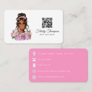 Carte de visite QR Code de coiffeur afro-américain