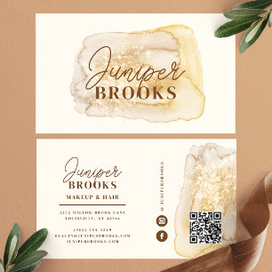 Carte De Visite QR Code de Réseaux Sociaux à Paillettes en Aquarel