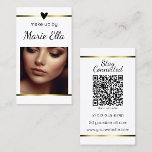 Carte De Visite QR Code Elegant moderne Gold Heart Modèle photo
