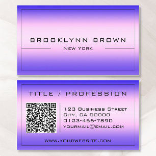 Carte De Visite QR Code élégant rose violet couleur dégradé Classé