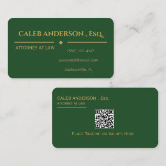 Carte de visite QR Code élégante verte émeraude et