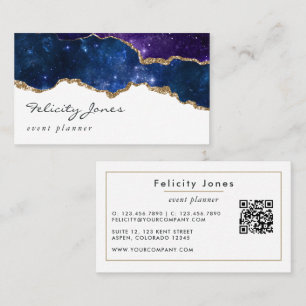 Carte de visite QR Code en pierre d'agate Galaxy
