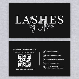 Carte De Visite QR Code Eyelashes Technicien Typographie moderne