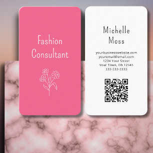 Carte De Visite QR code Flower simple rose Girl