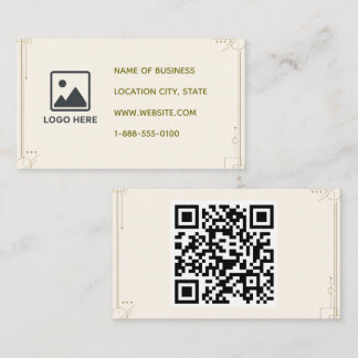 Carte de visite QR Code géométrique crème minimali