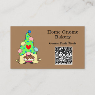 Carte De Visite QR Code Gnome Ville natale Boulangerie légère Brow