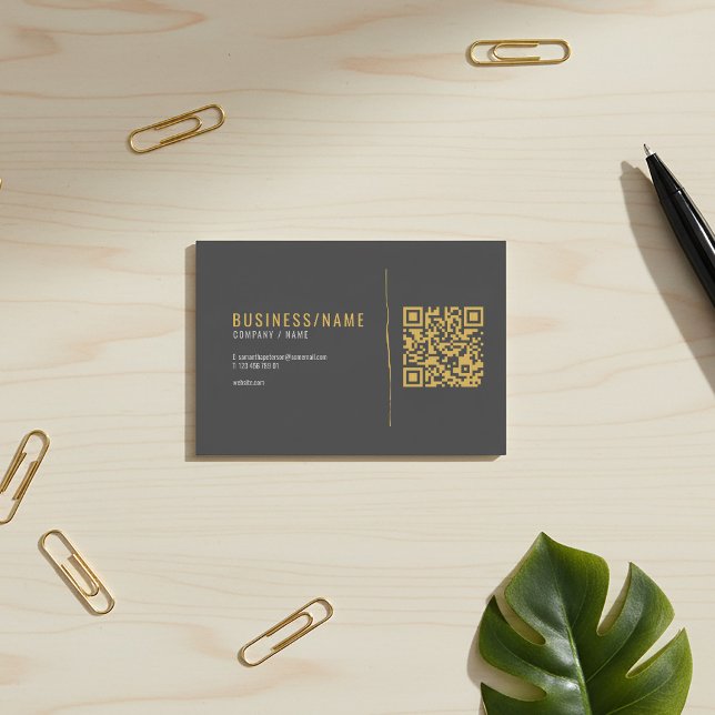 Carte de visite QR code gris et or (Gold QR Code business card)