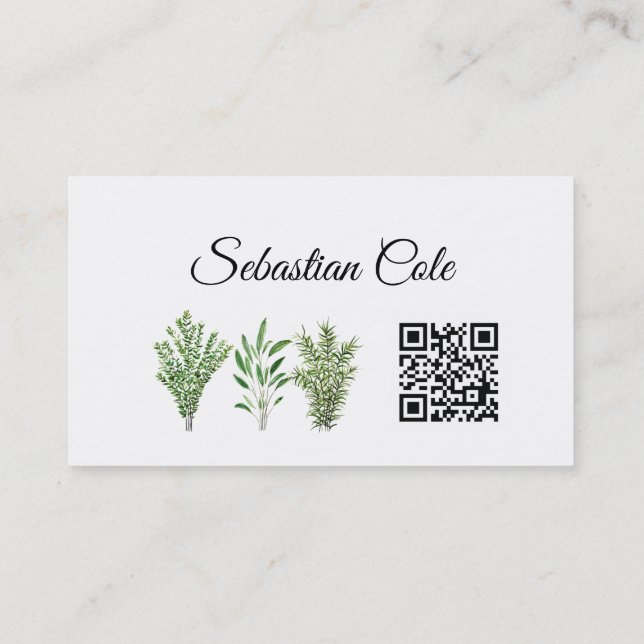 Carte De Visite QR Code Herbs Chef cuisinier Restaurant (Dos)