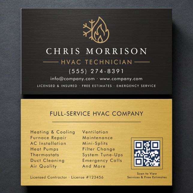 Carte De Visite QR Code HVAC Specialist Heating and Air (Créateur téléchargé)