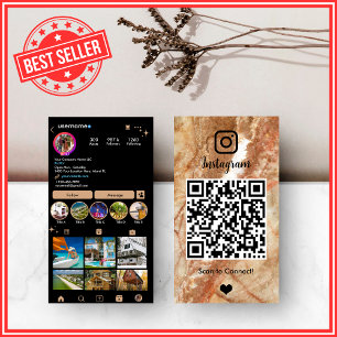 Carte de visite QR Code Instagram en marbre LUXE