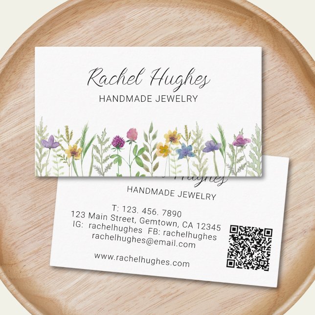 Carte De Visite QR Code Jeweler Floral (Créateur téléchargé)
