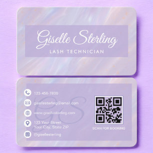 Carte de visite QR Code Lash Tech Violet Pastel