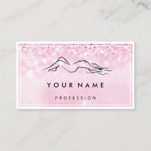 Carte De Visite QR CODE Logo Corps Sculpture Massage Soins Rose