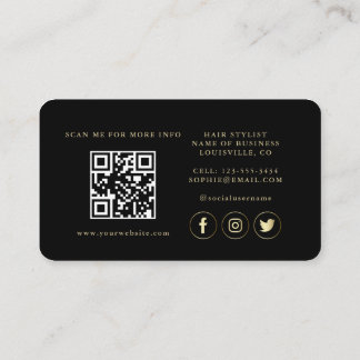 Carte De Visite QR Code Luxe Gold Black Professional