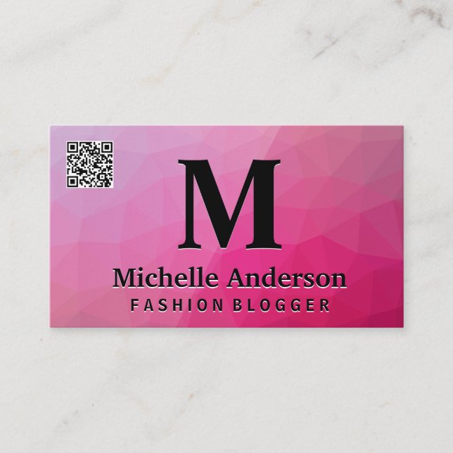 Carte de visite QR Code Magenta Géométrique (Devant)