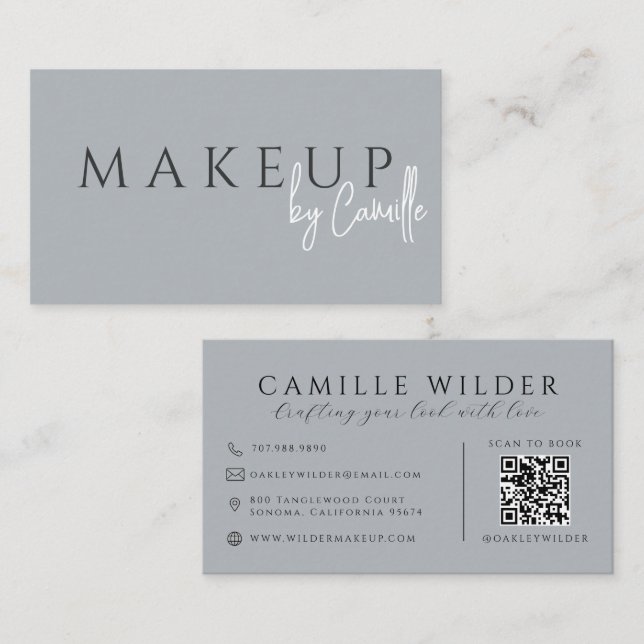 Carte De Visite QR Code Maquilleuse Neutre (Devant / Derrière)