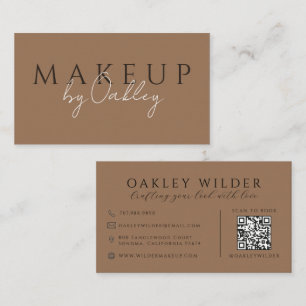 Carte De Visite QR Code Maquilleuse Terre Cuite Foncé