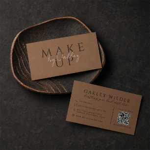 Carte De Visite QR Code Maquilleuse Terre Cuite Foncé