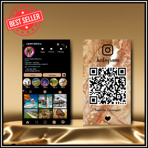 Carte de visite QR Code Marbre LUXE Instagram