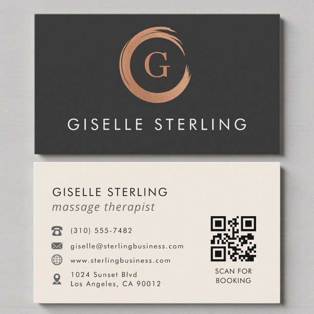 Carte De Visite QR Code Massage Therapist Modern Minimalist (Créateur téléchargé)