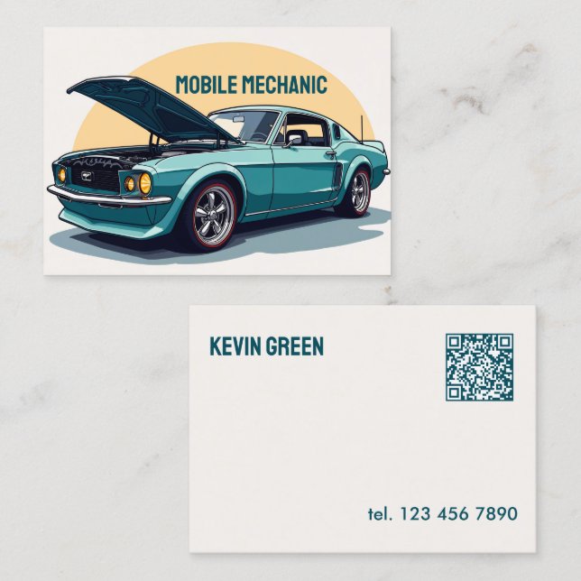 Carte De Visite QR Code Mobile Mécanique (Devant / Derrière)