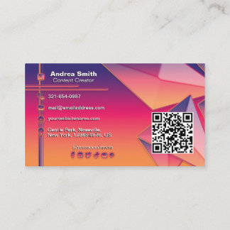 Carte De Visite QR Code moderne brillant coloré dégradé Tech 3D Ar