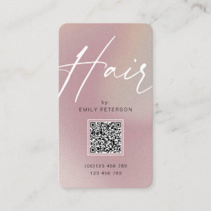 Carte De Visite QR code moderne chic cheveux tendance style vertic