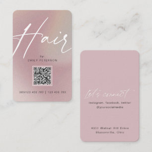 Carte De Visite QR code moderne chic cheveux tendance style vertic
