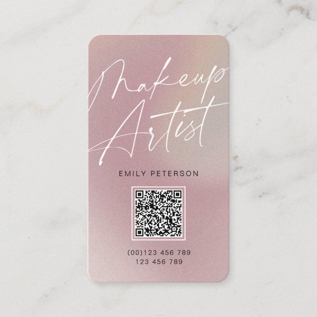 Carte De Visite QR code moderne chic maquillage artiste vertical (Devant)