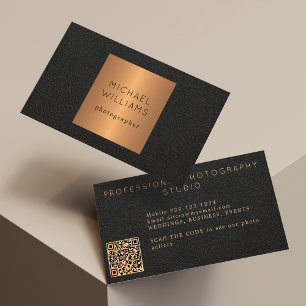 Carte De Visite QR CODE moderne or noir luxe professionnel