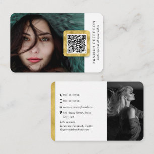 Carte De Visite QR code moderne stylisé or photos de réseau 
