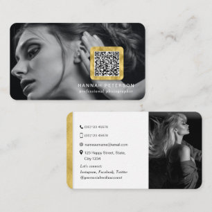 Carte De Visite QR code moderne stylisée photo photographe or