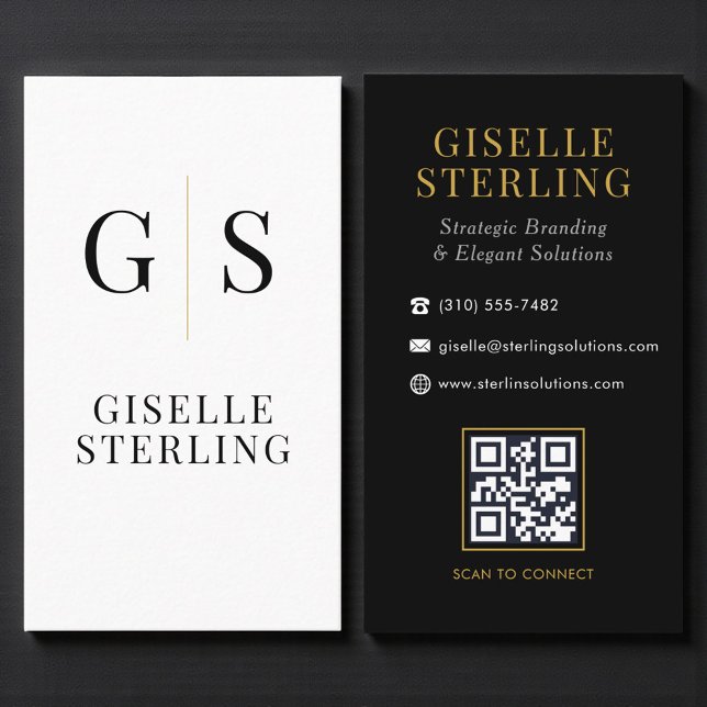 Carte de visite QR Code Monogramme Moderne (Créateur téléchargé)