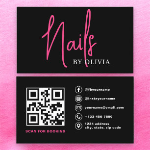 Carte De Visite QR Code Nail Spécialiste Artiste Typographie moder