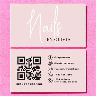 Carte De Visite QR Code Nail Spécialiste Artiste Typographie moder