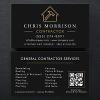 Carte de visite QR Code Or Noir Construction Génér