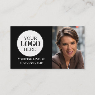 Carte De Visite QR Code Photo Black White Logo Simple