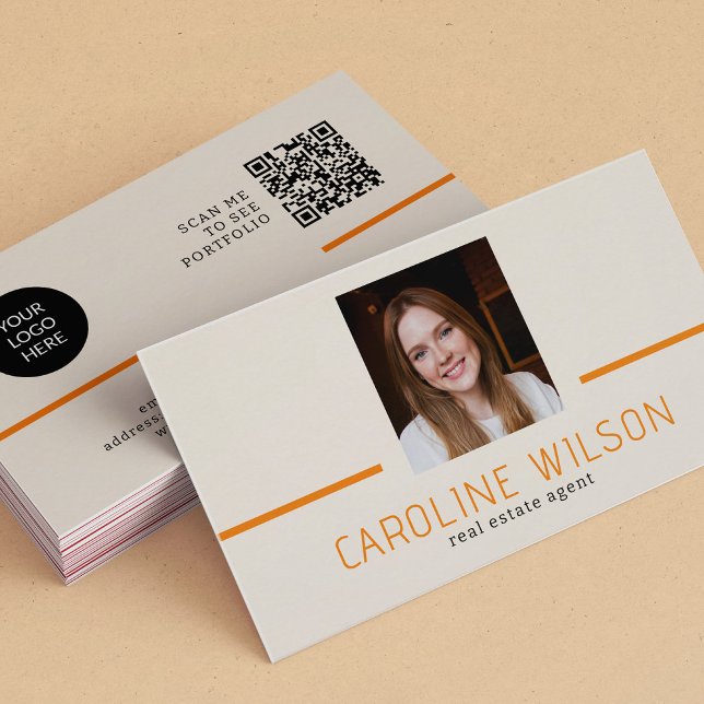 Carte De Visite QR CODE photo de logo professionnel moderne minima (Créateur téléchargé)