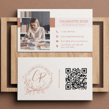 QR Code Photo Terracotta Floral Monogramme
