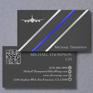 Carte De Visite QR Code Pilote Professionnel Aviation de Style
