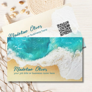 Carte De Visite QR Code Plage côtière Scène Voyage professionnel