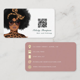 Carte de visite QR Code pour coiffeur afro-américa