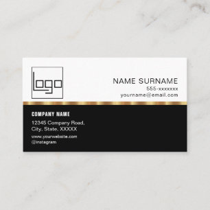 Carte De Visite QR Code Professional Custom Logo Black Gold Modern