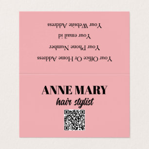 Carte De Visite QR Code Professional Rose Coiffeur noir moderne