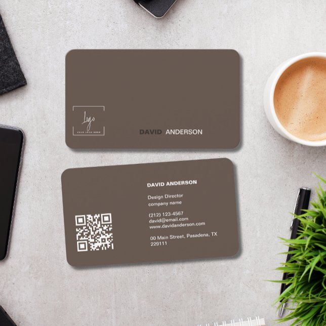 Carte De Visite Qr Code Professionnel Logo Entreprise Moderne Desi (Créateur téléchargé)