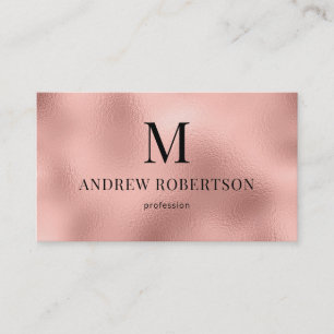Carte De Visite QR Code professionnel Monogramme Rose Gold Faux Fo