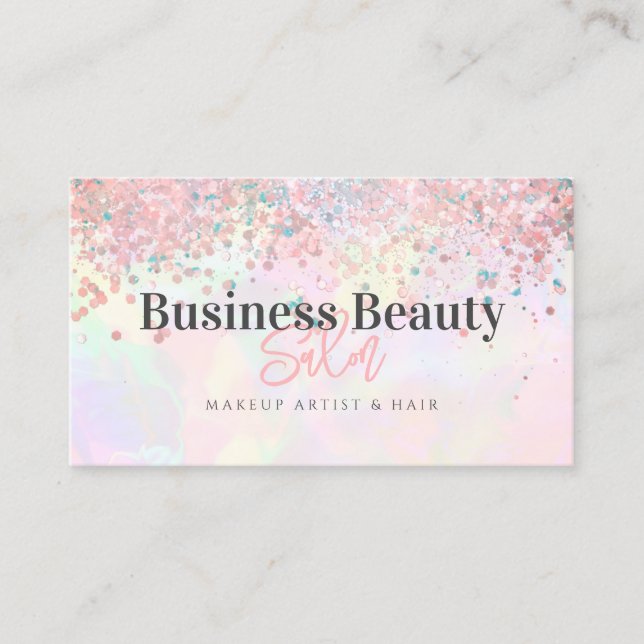 Carte De Visite QR Code Rose Parties scintillant or Holographique  (Devant)
