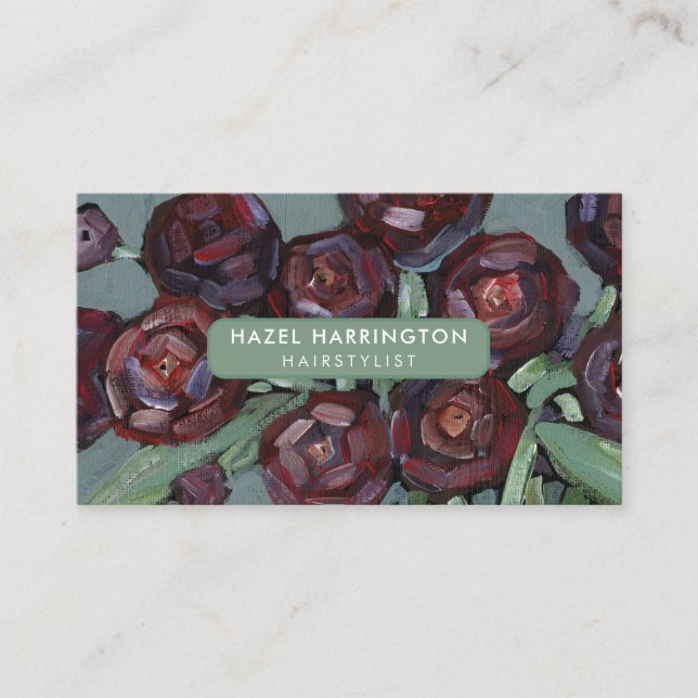 Carte De Visite QR Code scanner Moody Abstrait Flowers Art (Devant)