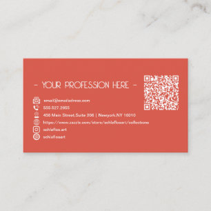 Carte De Visite QR Code Simple Moderne Minimal Instagram Rouge